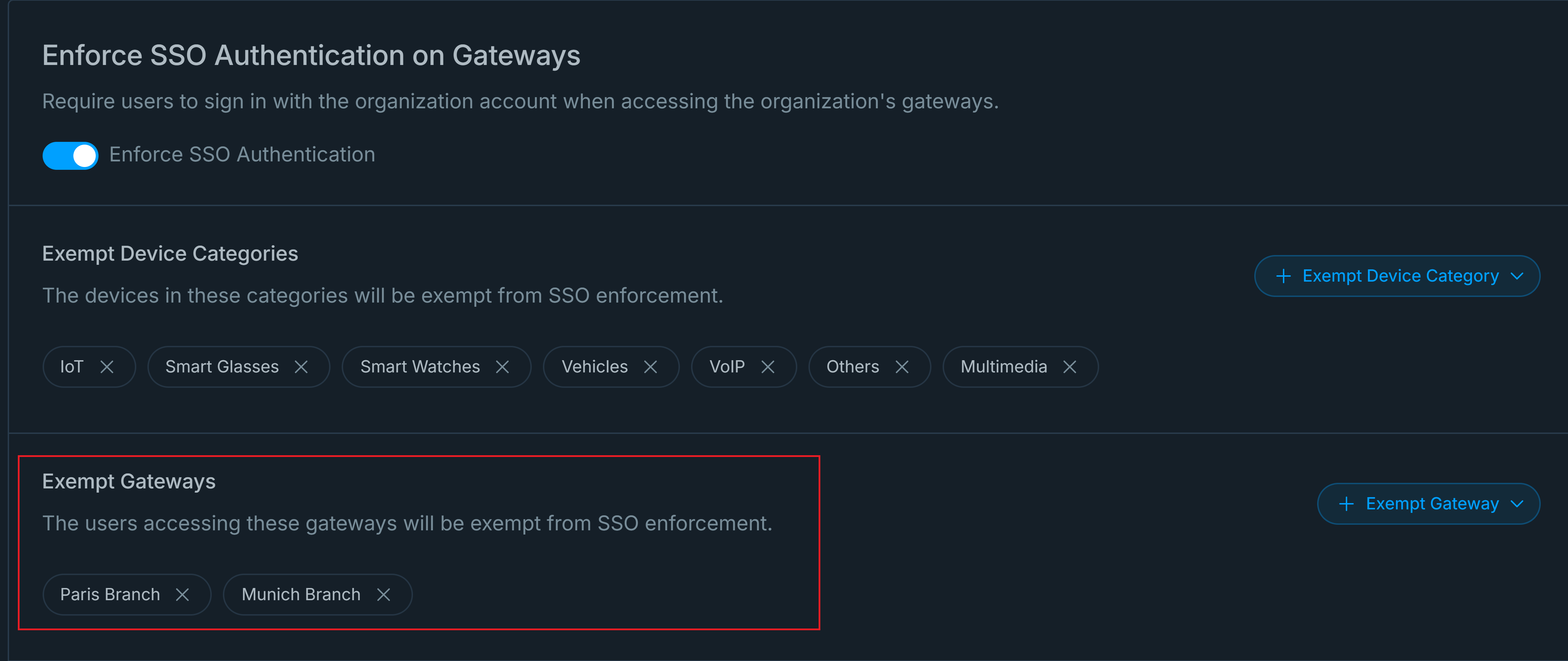 Exempted Gateways List