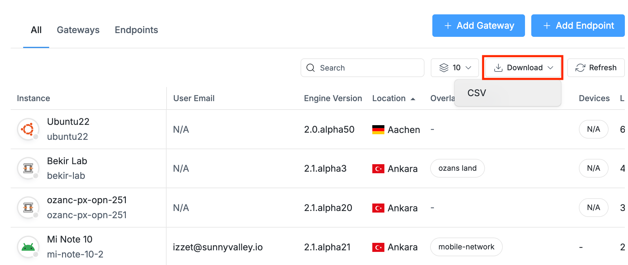 Exporting Instances
