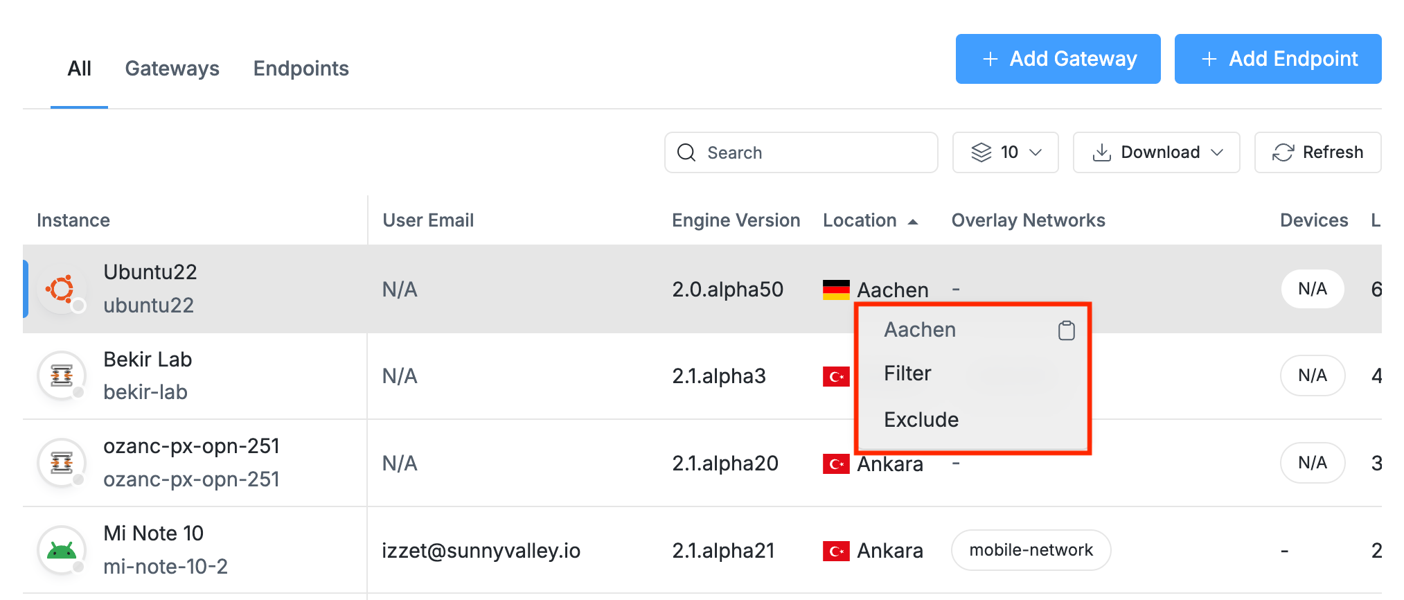 Filtering Instances