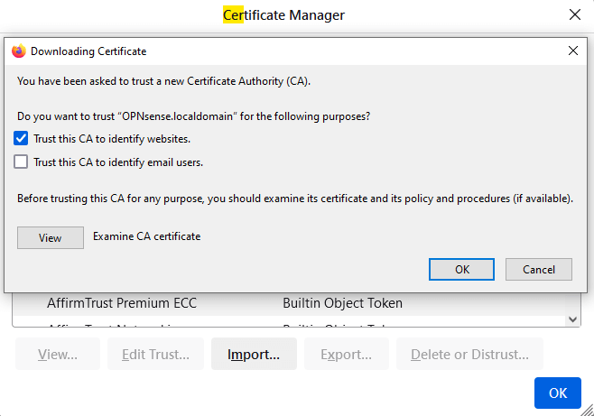 Firefox Importing Certificates