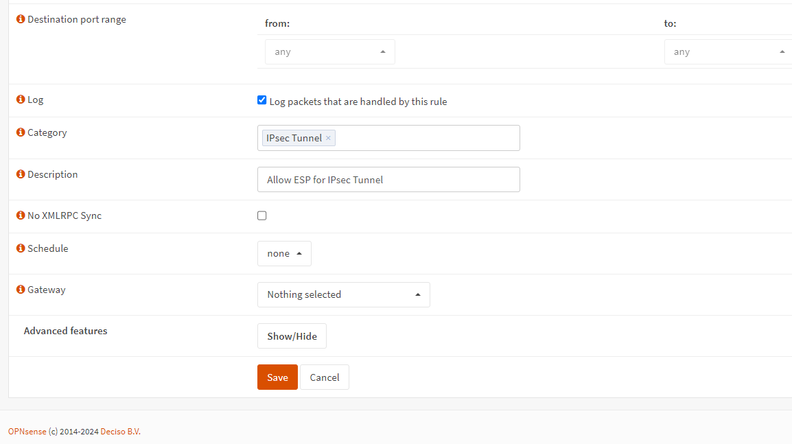 Defining firewall rule for ESP access-2