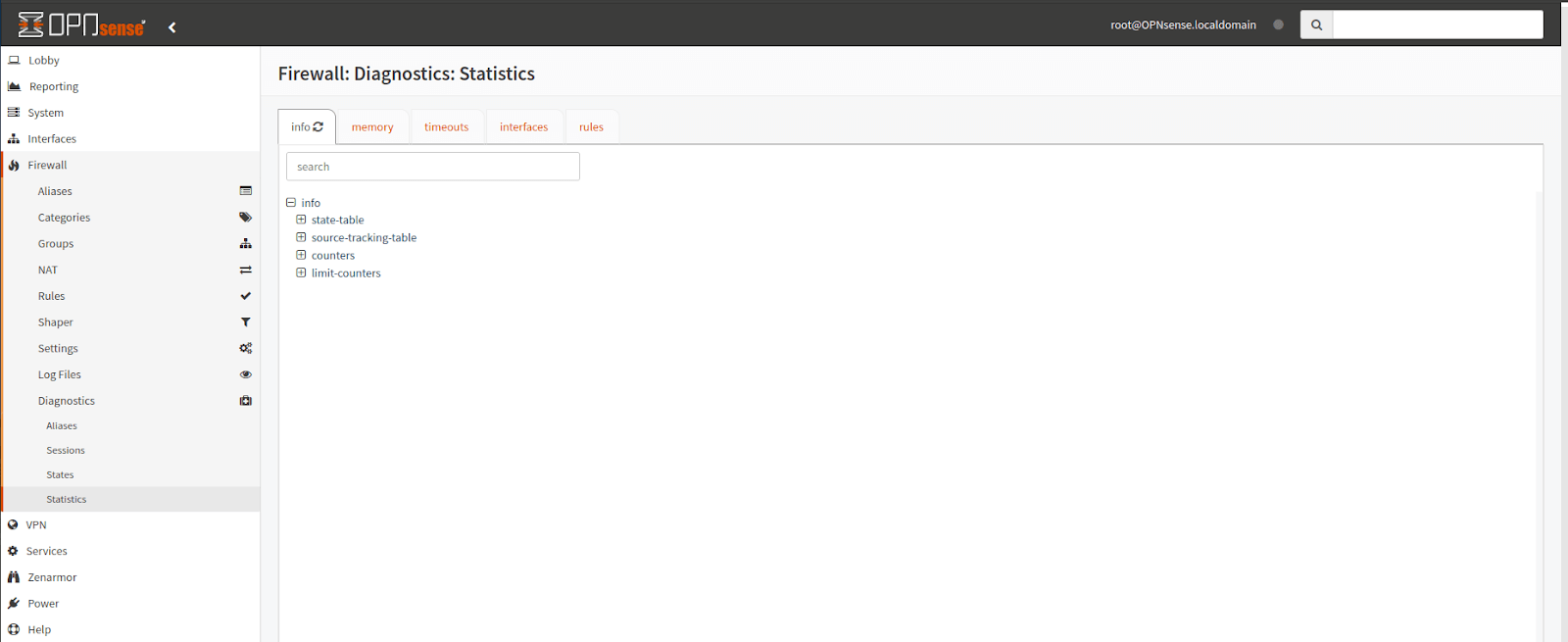 OPNsense Firewall Diagnostics via Statistics