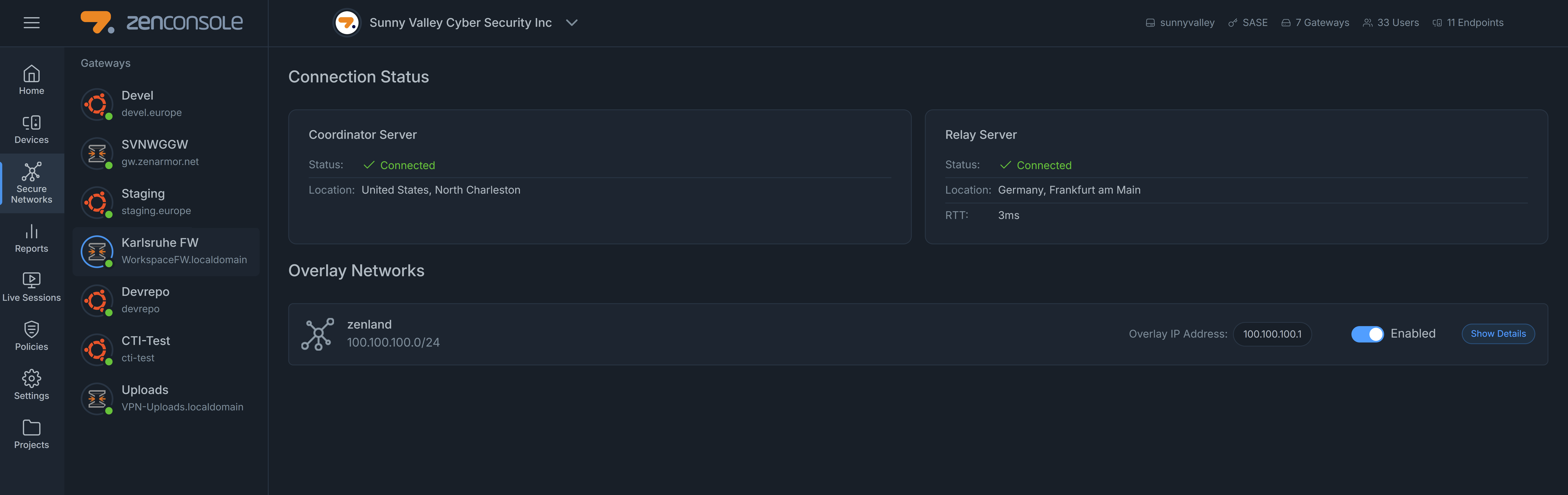 Gateway Secure Networks Status Page