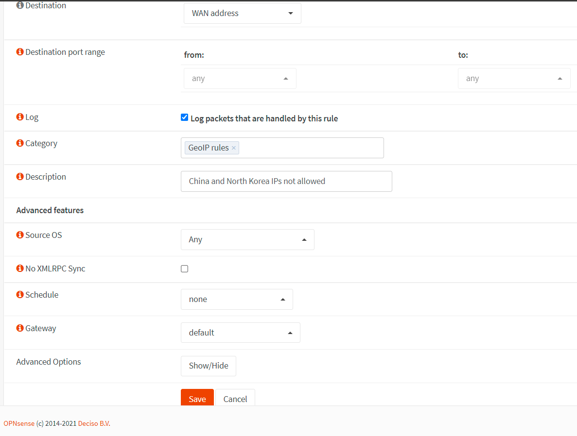 Creating firewall rule for blocking incoming traffic from GeoIP locations-2