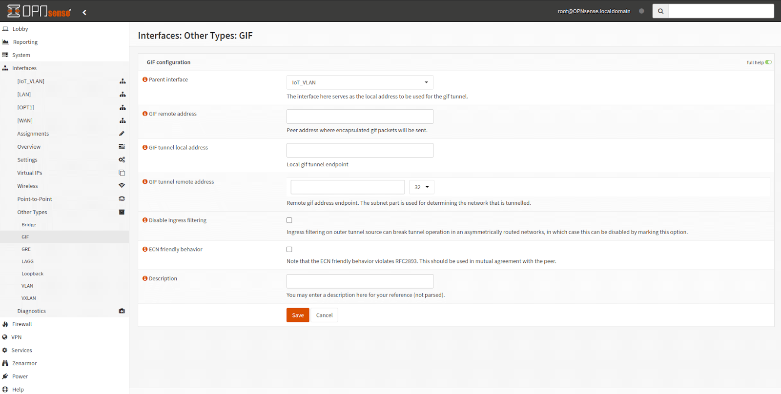 GIF Interface configuration in OPNsense