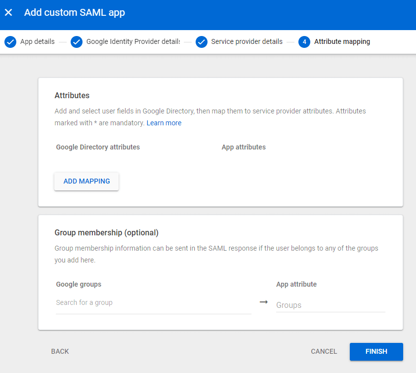 Google Attribute Mapping
