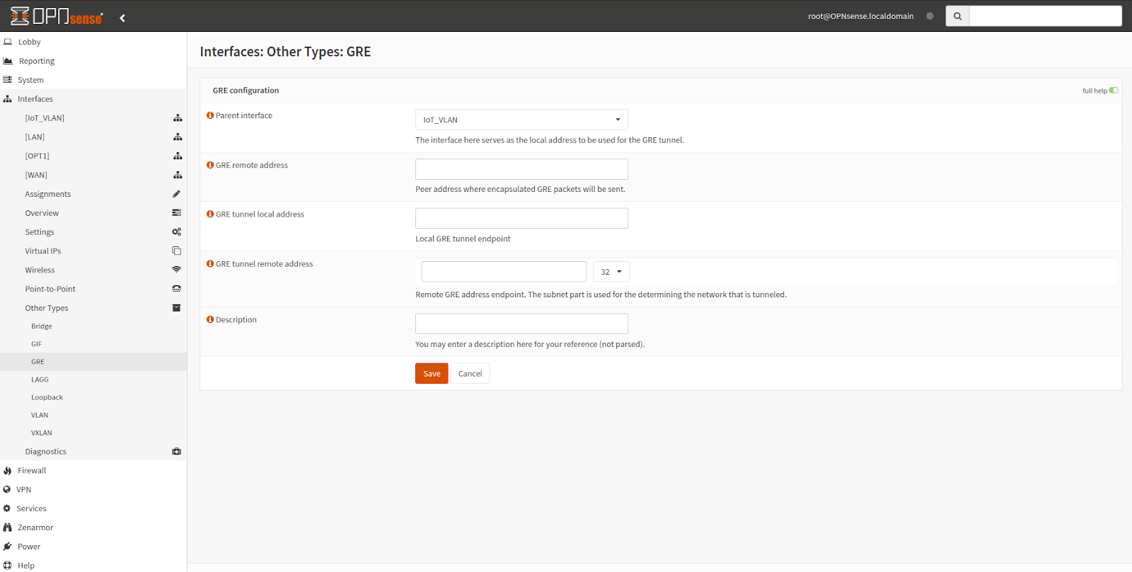 GRE Interface configuration in OPNsense