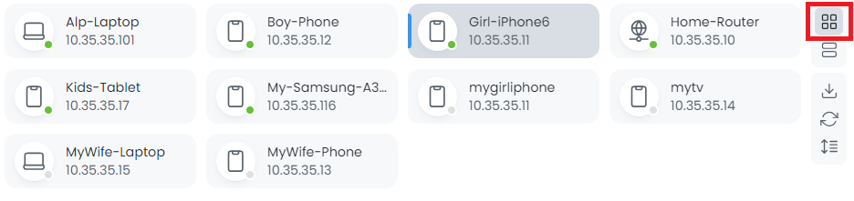 Viewing Devices in Grid Layout on Zenarmor