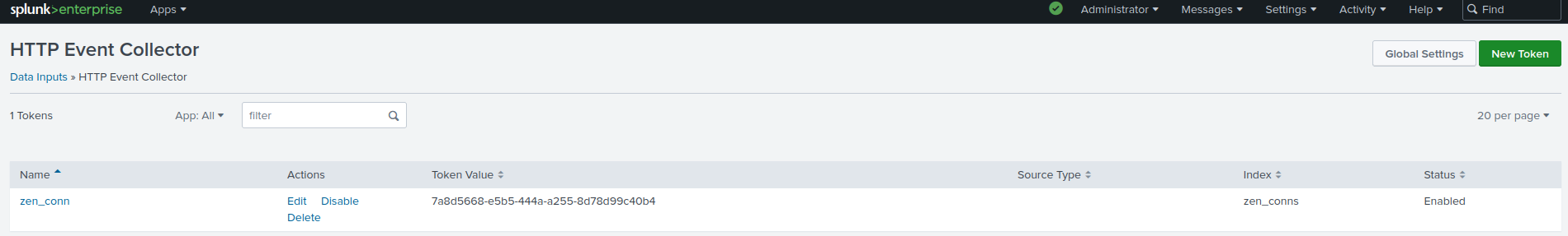 HEC token created in the previous step