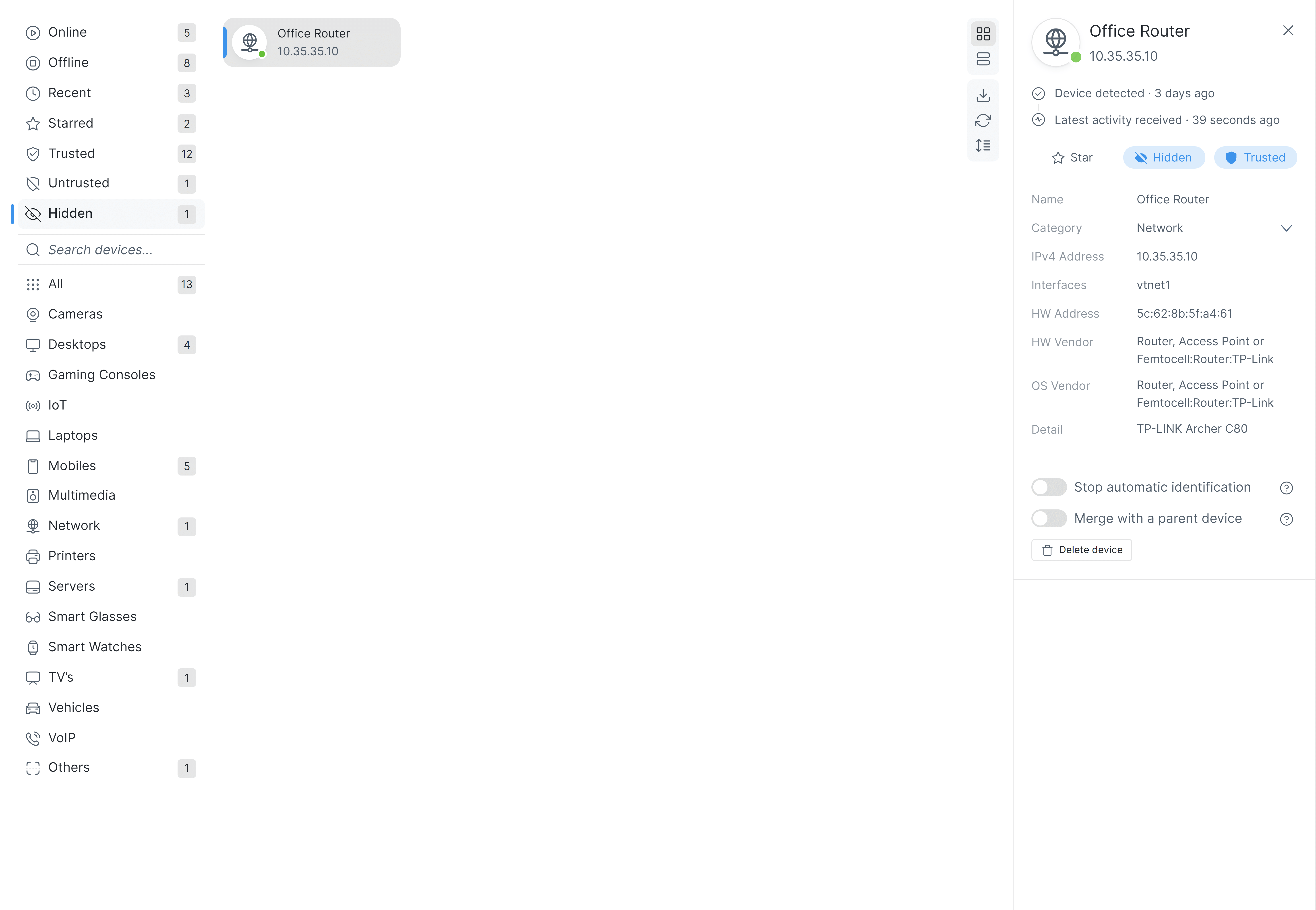 Viewing Hidden Device List on Zenconsole