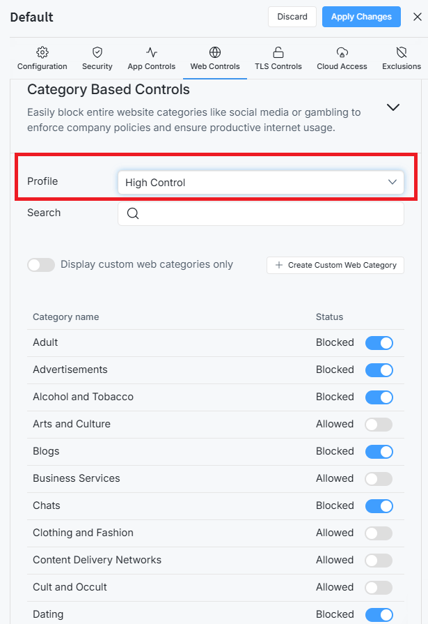 High Control Web Profile
