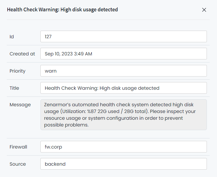 High disk usage detected