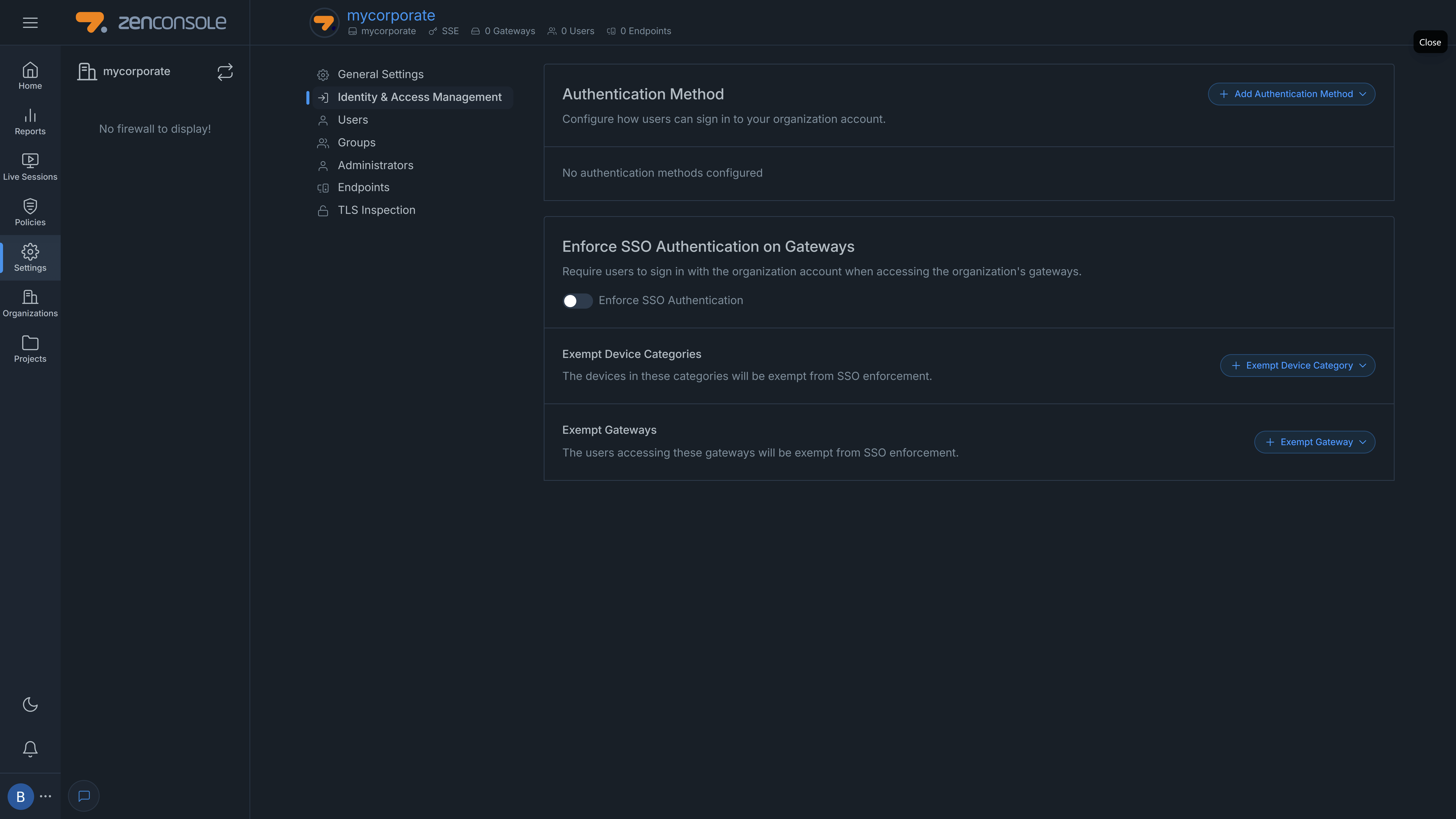 Identity & Access Management page