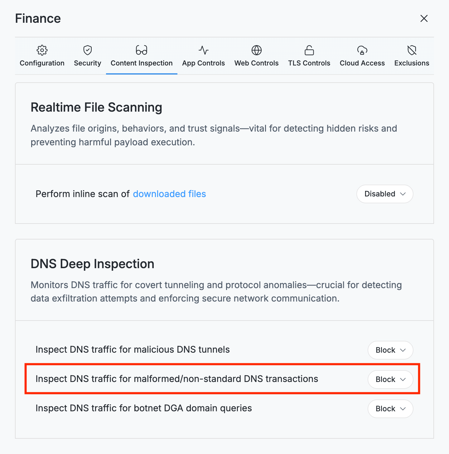 Inspect DNS Traffic for malformed/non-standard DNS Transactions
