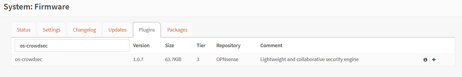 Installing crowdsec plugin
