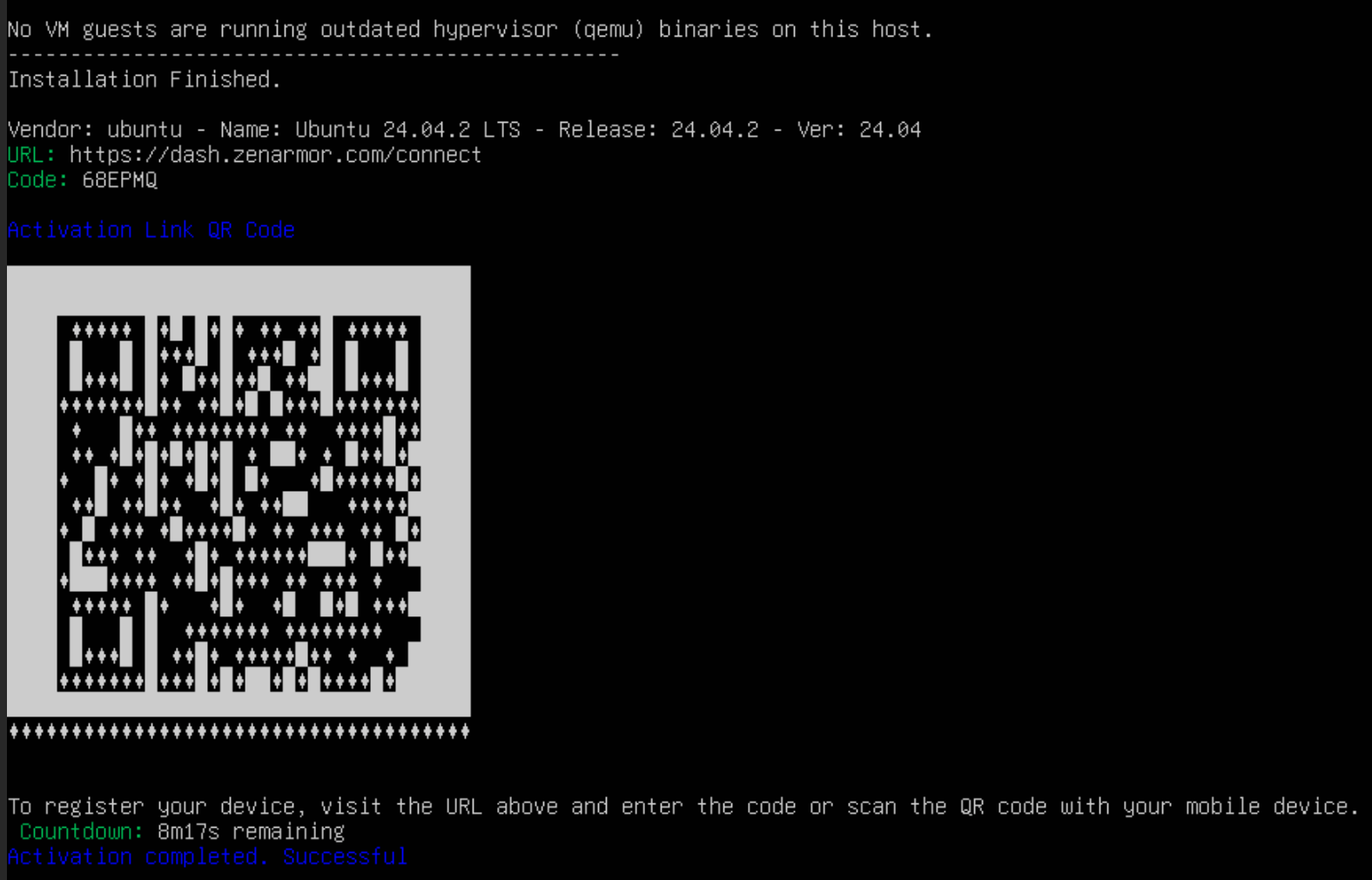 Linux Activation Code and QR Code