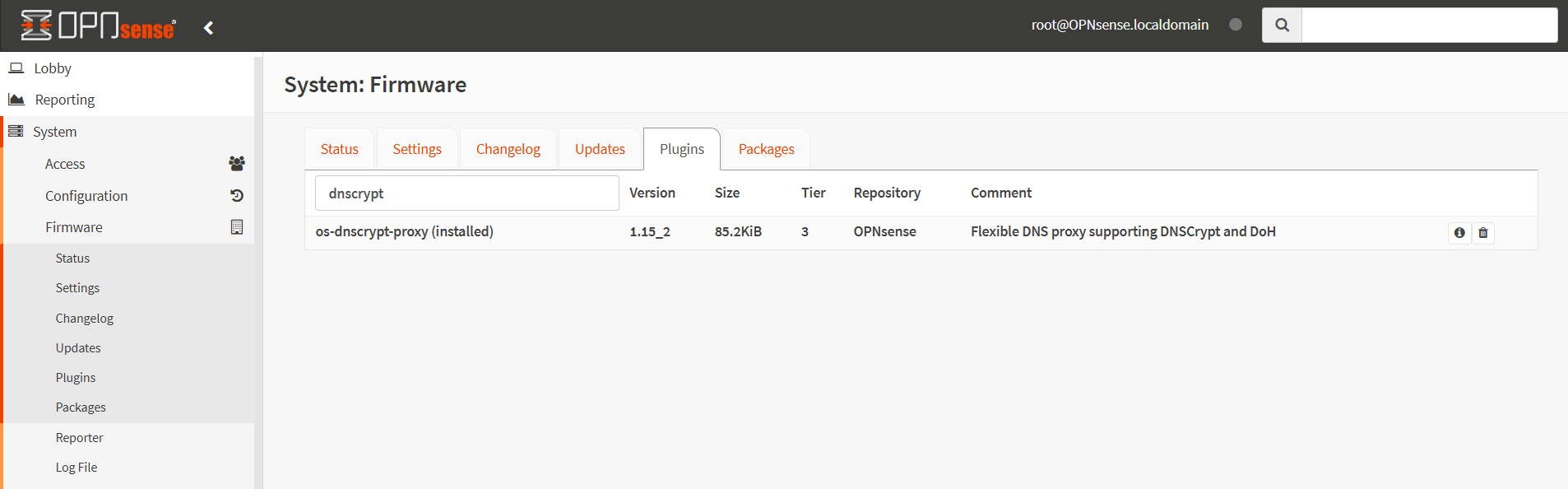 Verifying os-dnscrypt-proxy Plugin Install