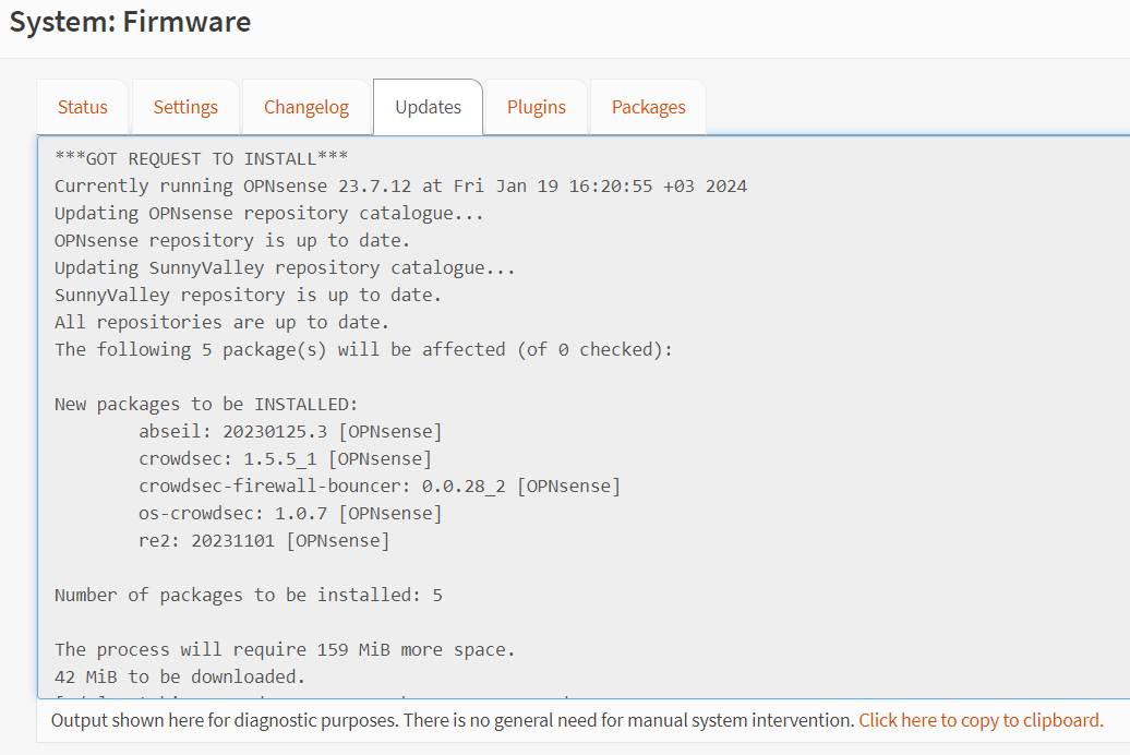 Installed CrowdSec packages