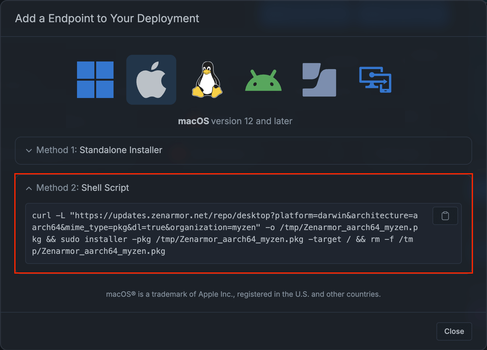 Installing on macOS via Shell Script