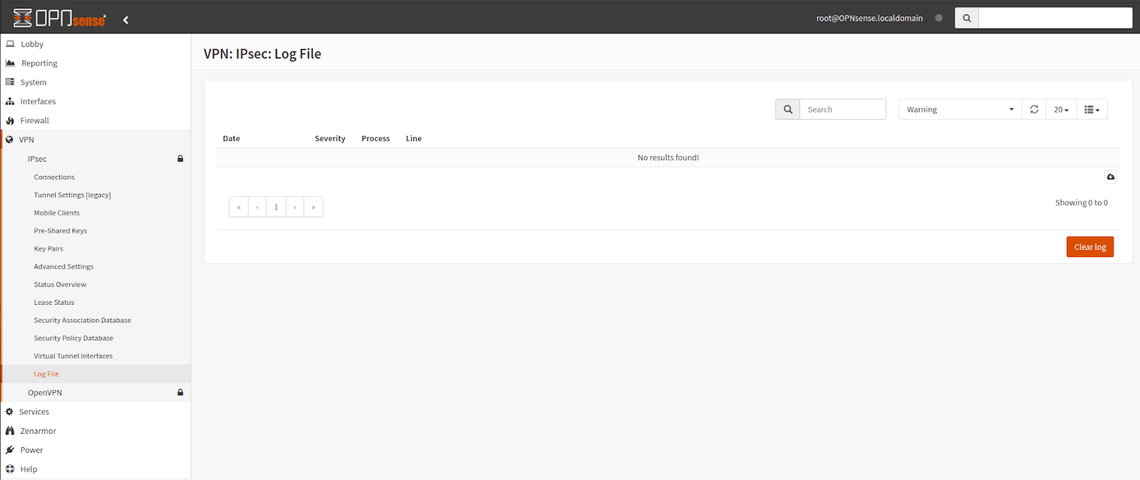 OPNsense IPSec Diagnostics