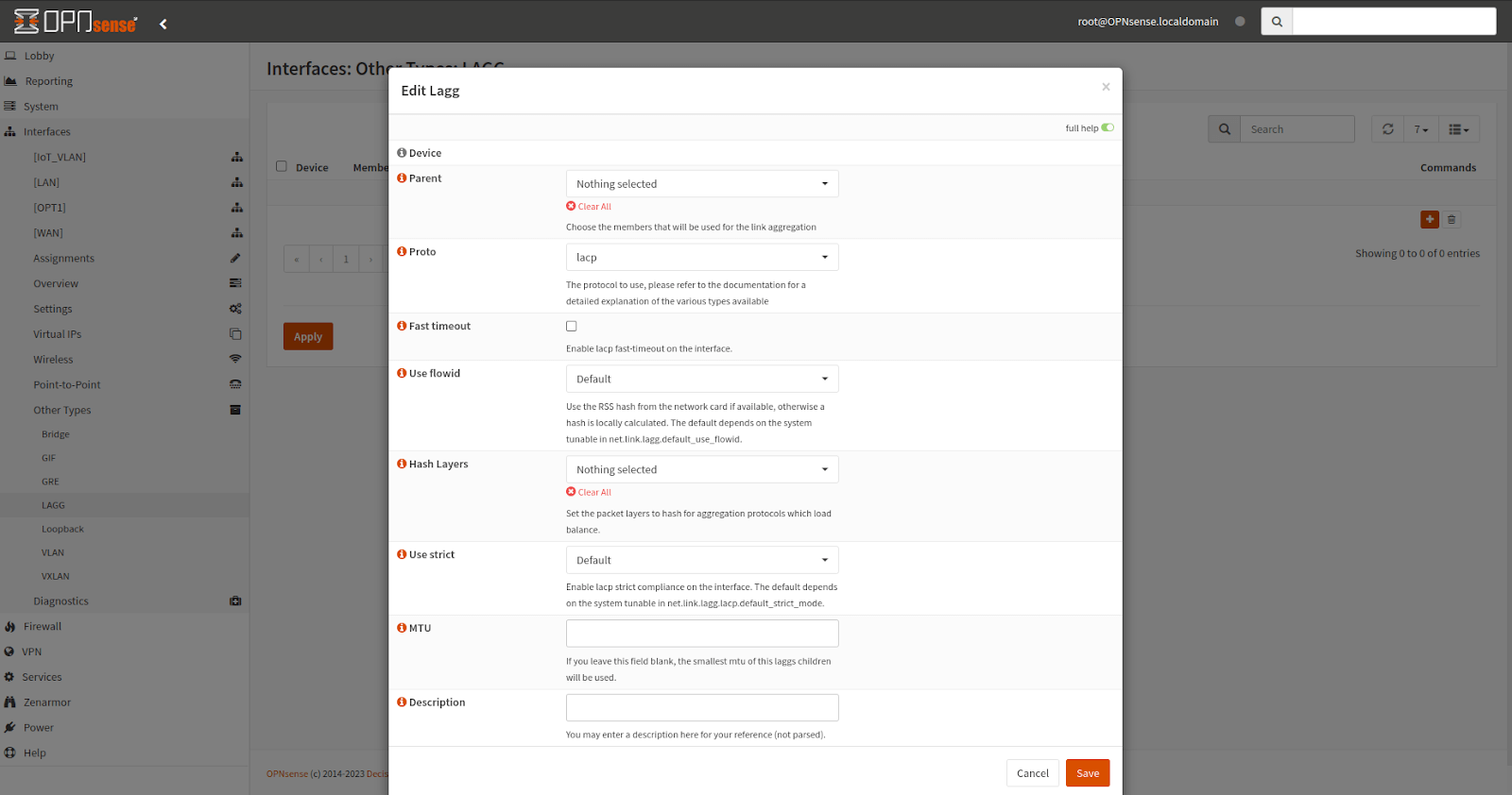 LAGG Interface Configuration in OPNsense