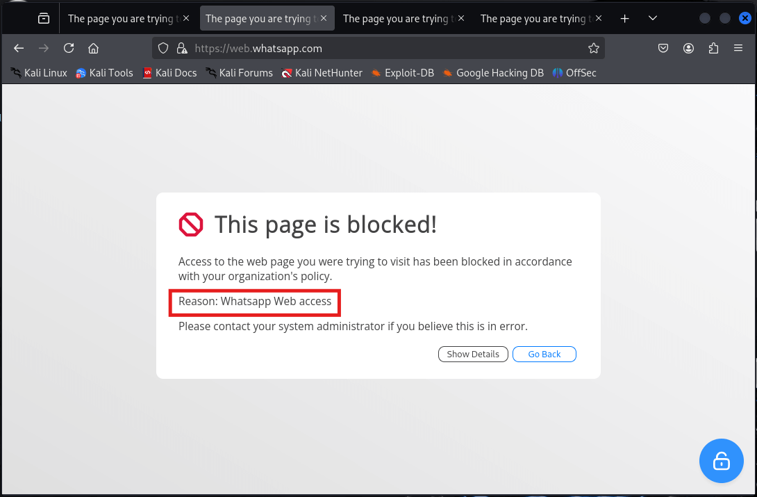 Landing Page for Blocking Whatsapp Web