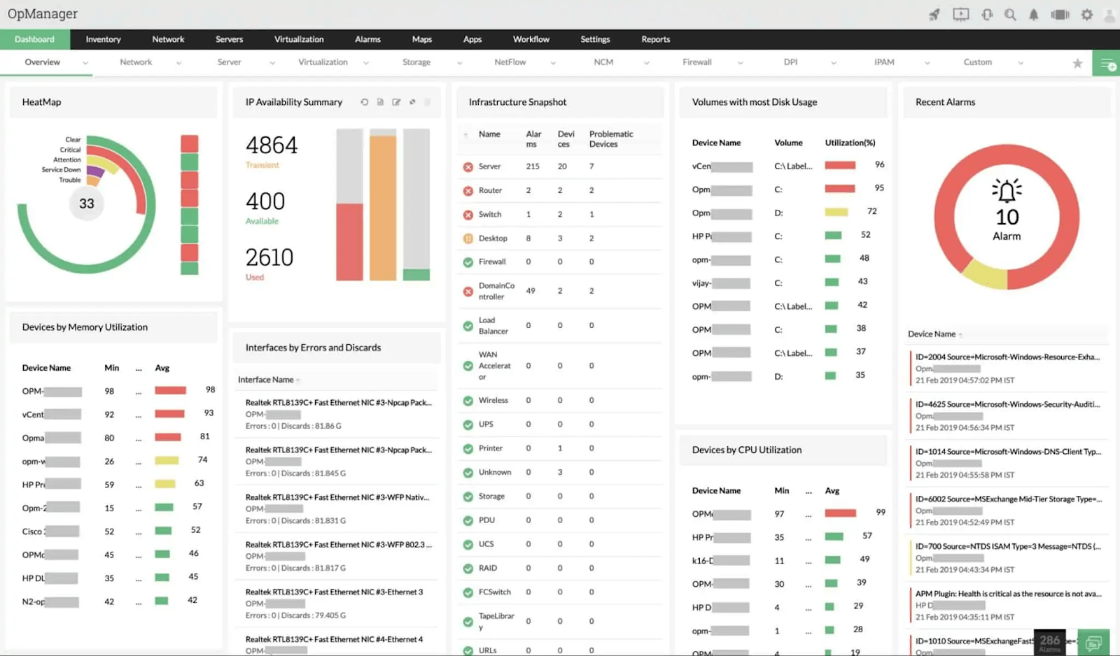 ManageEngine OpManager UI