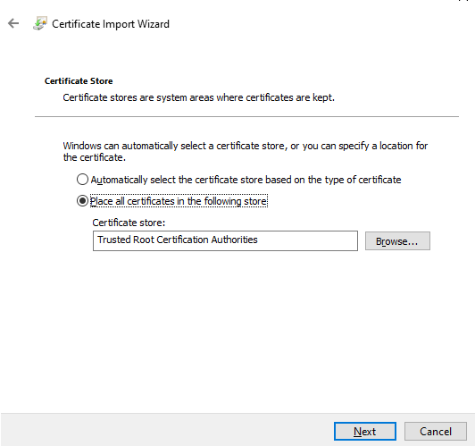 Placing certificate to Trusted Root Certification Authorities