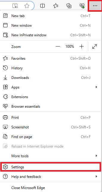 Accessing MS Edge Browser Settings