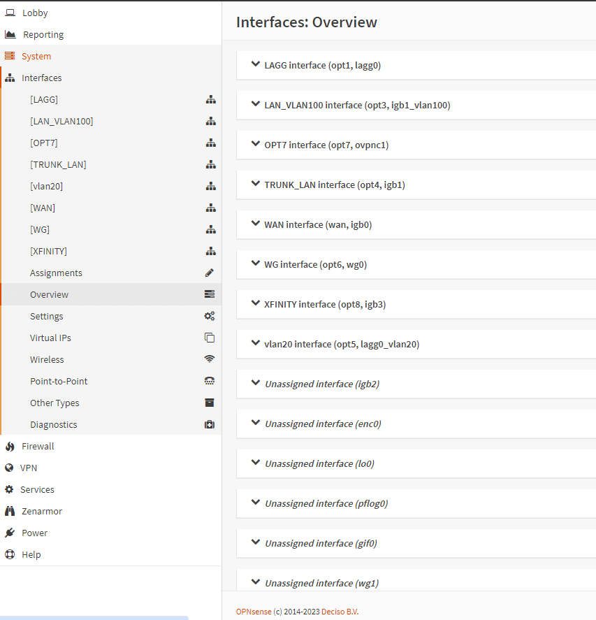 OPNsense Interfaces Overview