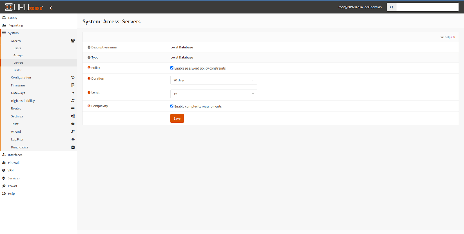 Password Policy on OPNsense