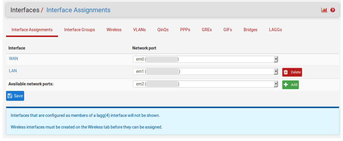 pfSense Interface Assignment
