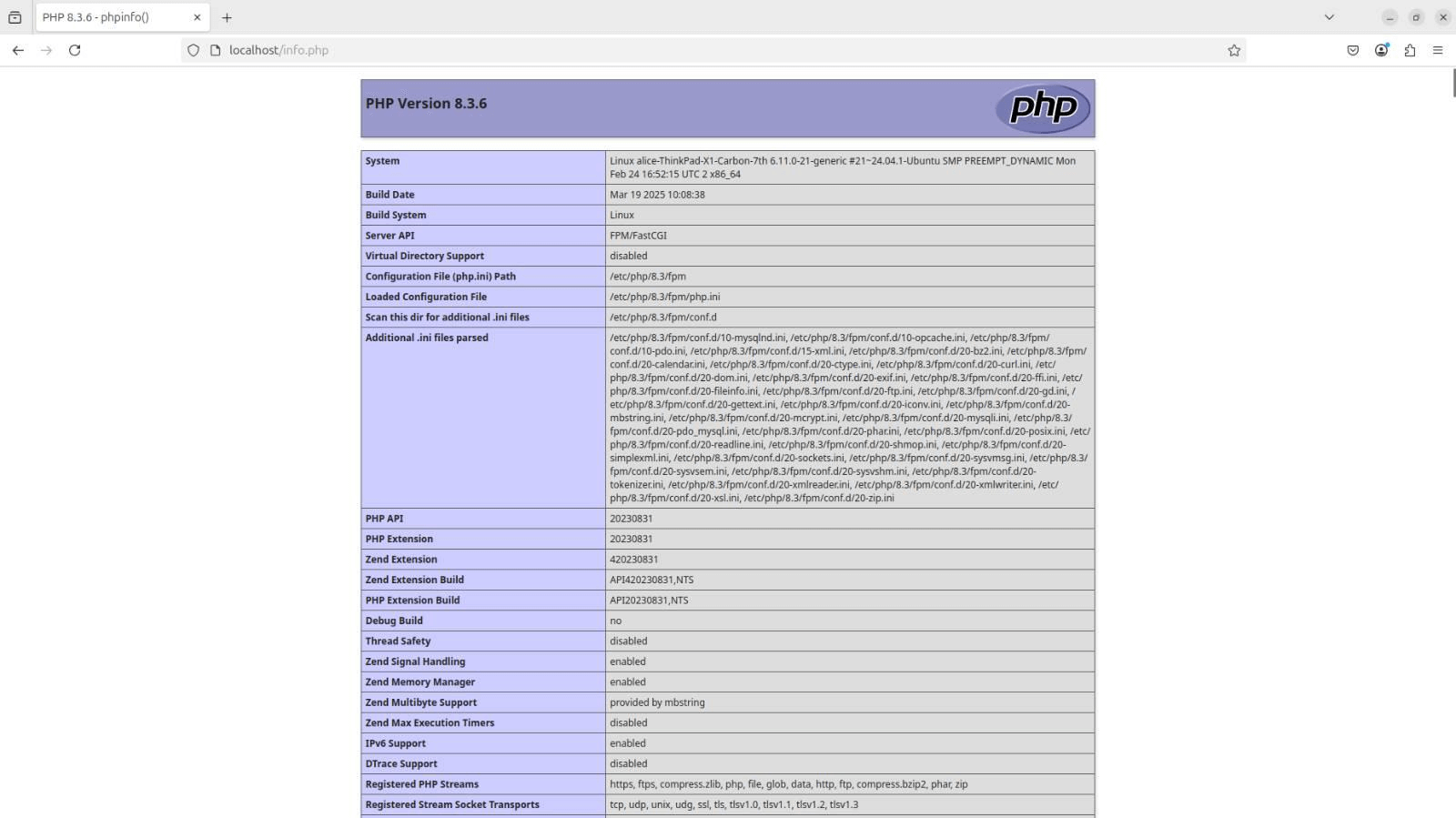 Info.php Page