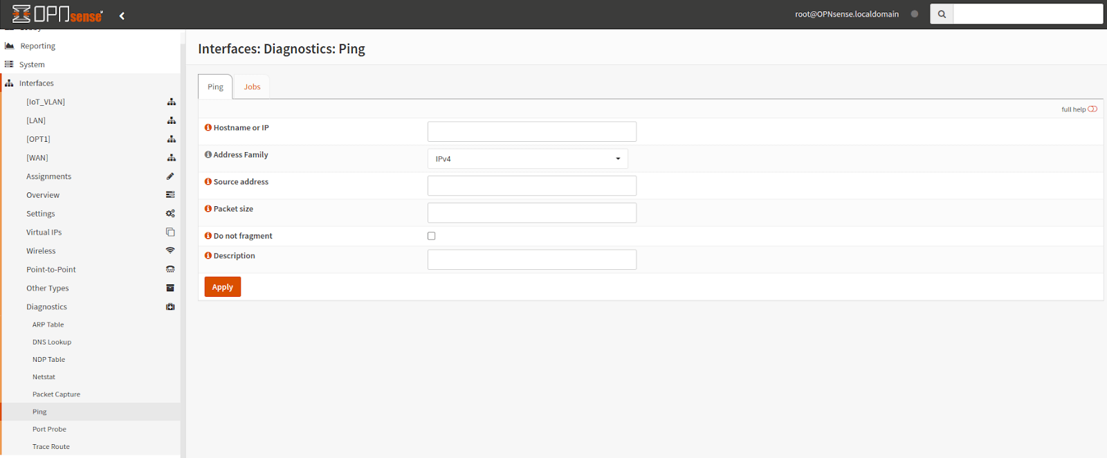 OPNsense Diagnostics via Ping