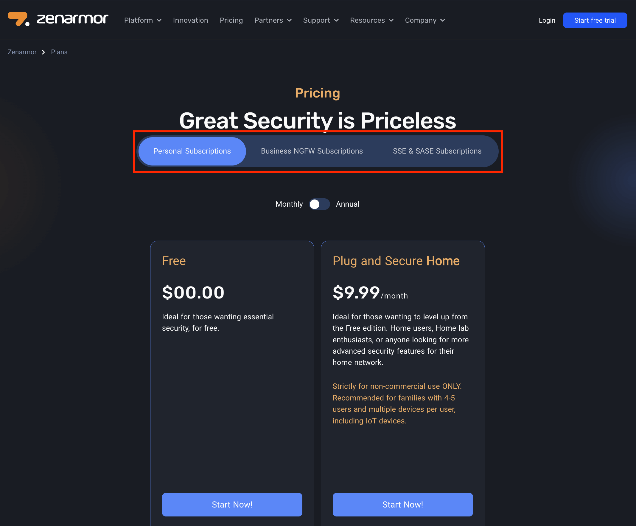 Zenarmor Subscription Plans