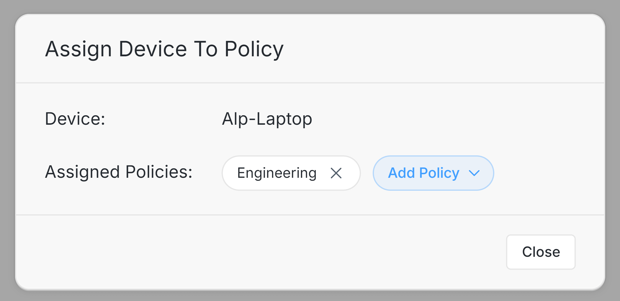 Policy Assignment Window
