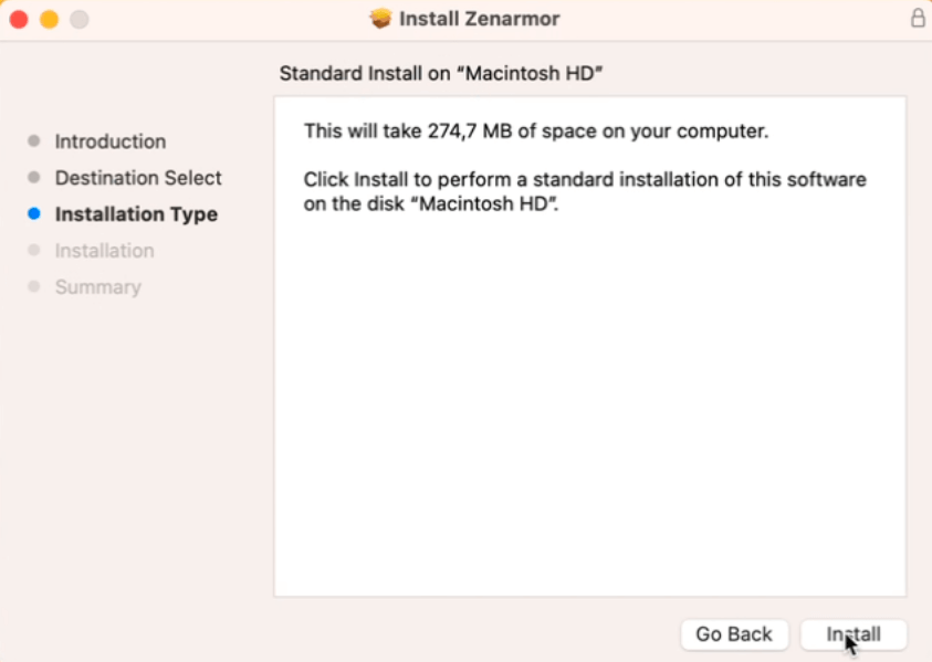 Starting Zenarmor Installation on macOS