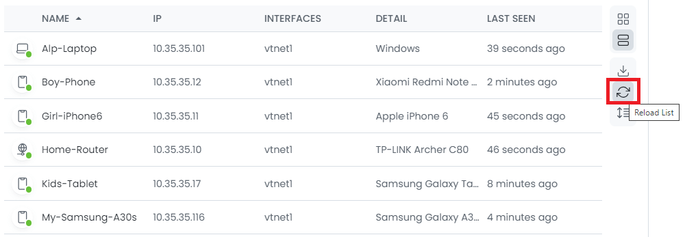 Refreshing Devices List on Zenarmor