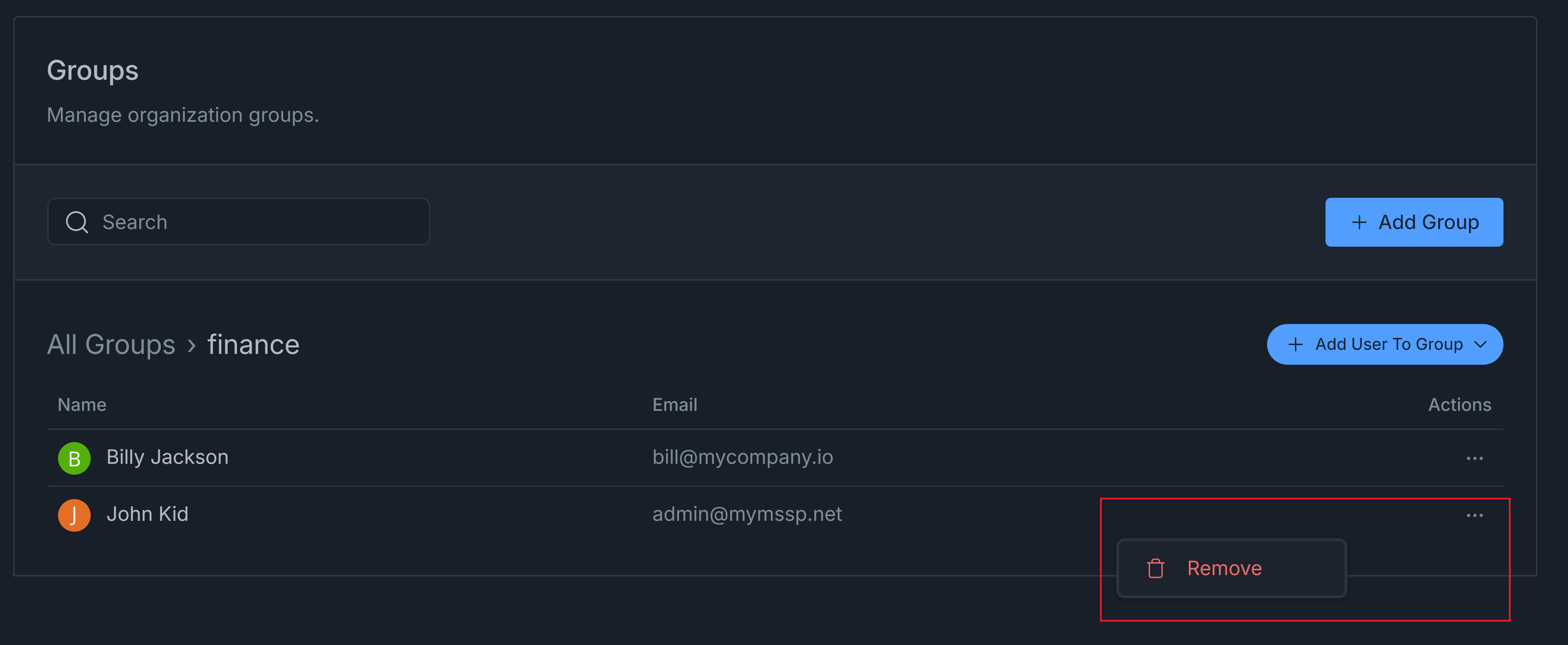 Removing a User from a Group