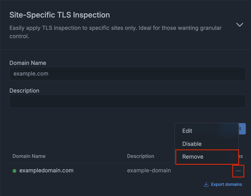 Removing a Domain from the Inspection List