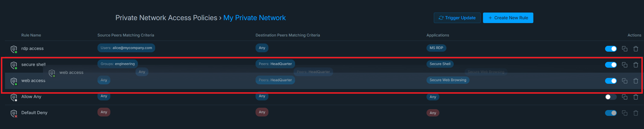 Reordering Private Network Access Policy