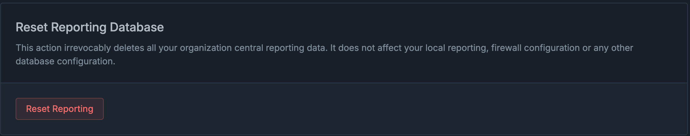 Reset Reporting Database