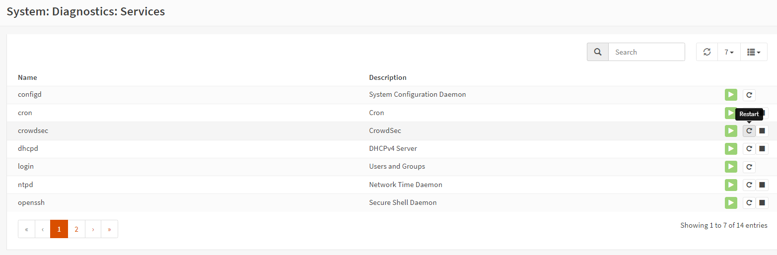 Restarting CrowdSec service