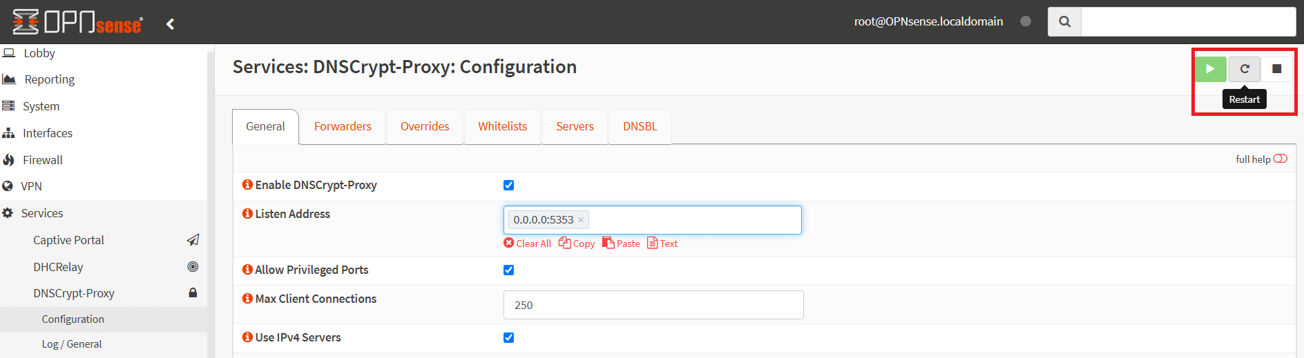 Restart DNSCrypt-Proxy