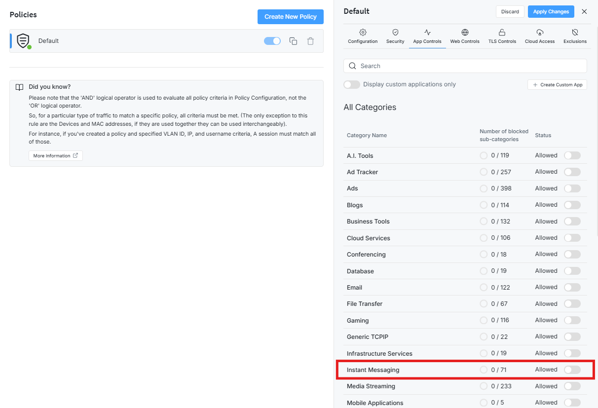 Search for Instant Messaging Category