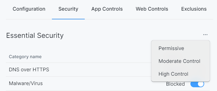 Selecting Zenarmor Essential Security Profiles