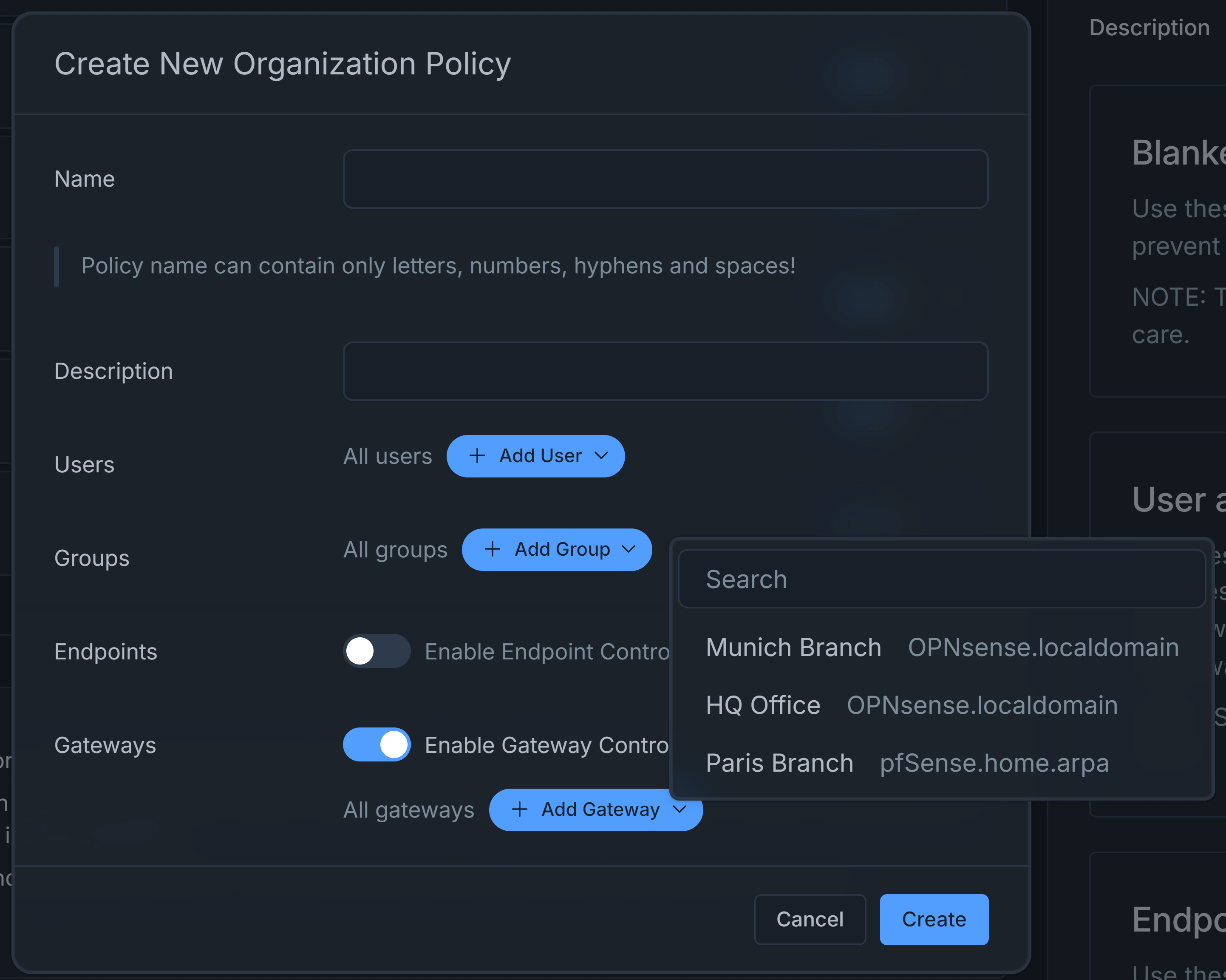 Selecting Gateways