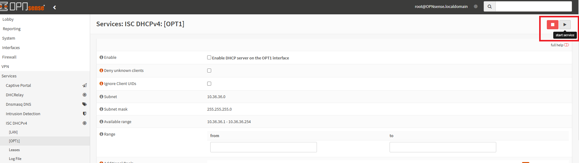 start DHCP