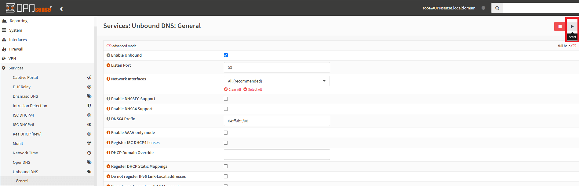 start Unbound DNS