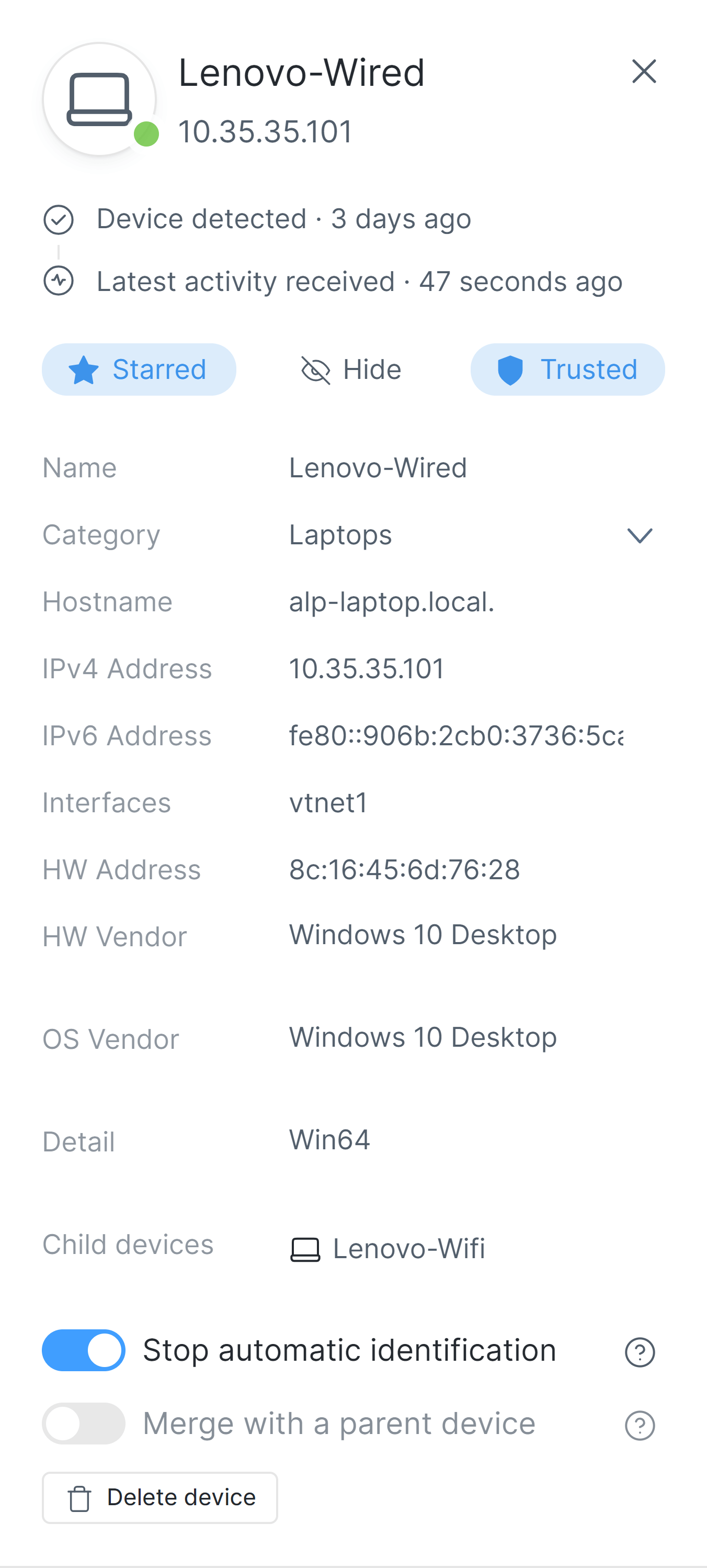 Disabling automatic device identification